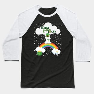 Llama Feeling Lucky - St. Patrick's Day Llama, Rainbow, Clouds & Stars Baseball T-Shirt